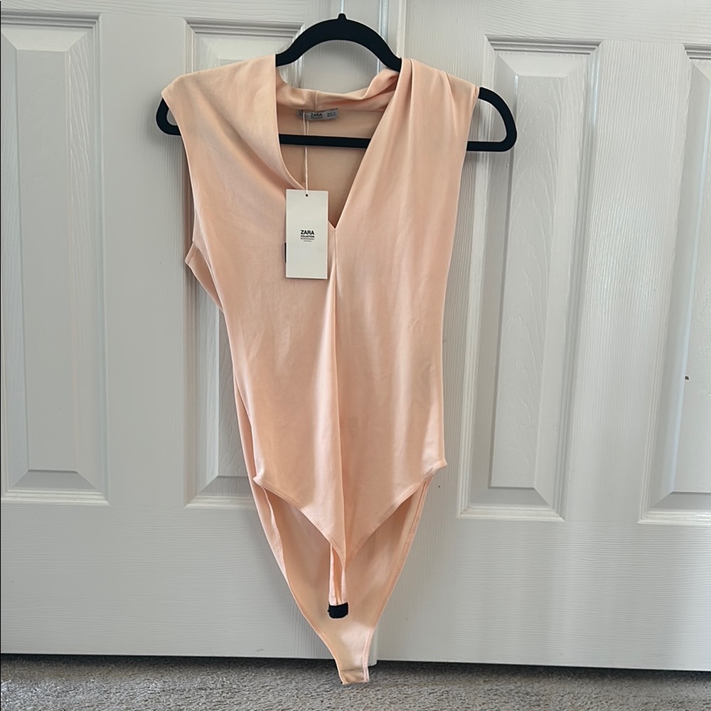 Zara Cream Bodysuit with Plunging V-neckline